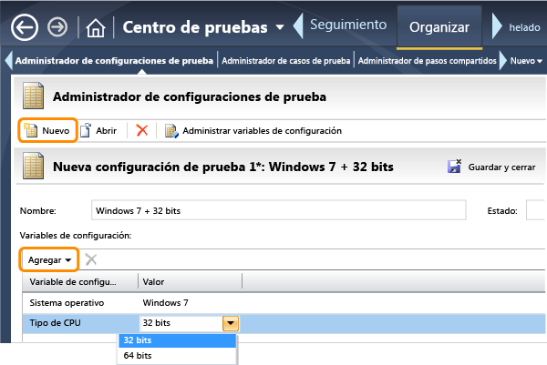 Defina las configuraciones como combinaciones de valores.