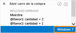 Nombre de la configuración en el Ejecutor de pruebas.