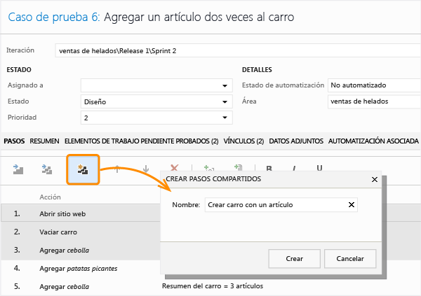 Crear pasos compartidos