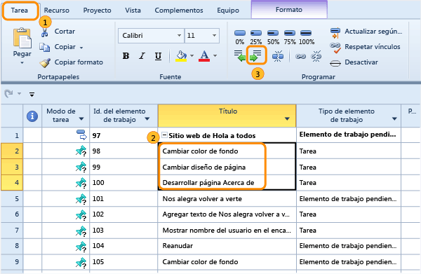 Vincular tareas para crear vínculos primario-secundario