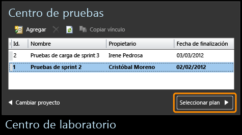 Selecciona un plan existente o elige Agregar.