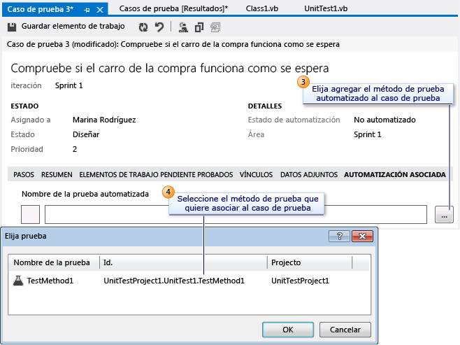 Asociar automatización a caso de prueba