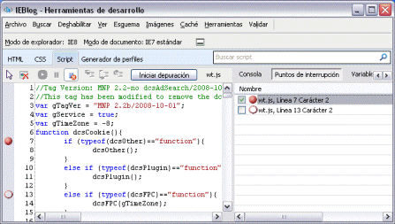 Muestra la inspección de variables en el recuadro Variables locales.