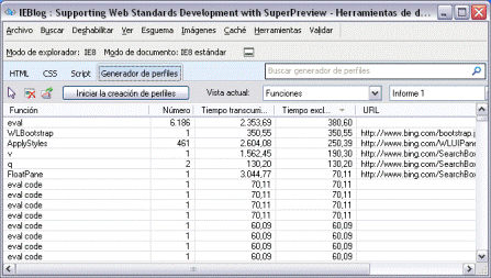 Generador de perfiles de las Herramientas de desarrollo