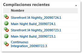 Elemento web de compilaciones recientes