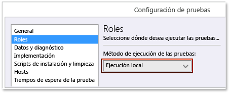 Seleccionar ejecución local