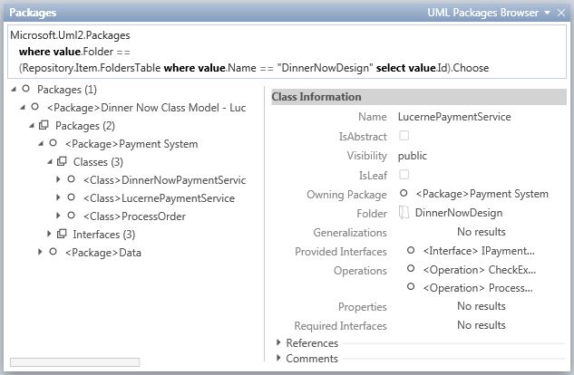 Shows the results of a query in "Quadrant".