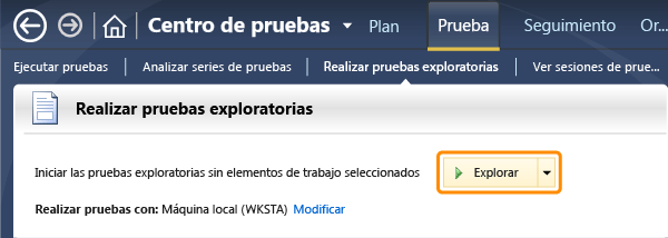 Iniciar las pruebas exploratorias