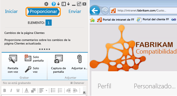 Página Proporcionar de Feedback Client