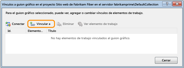 Elegir vincular a un elemento de trabajo