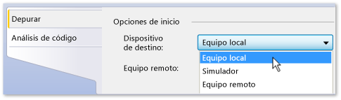 Página de propiedades de proyecto de C# y Visual Basic