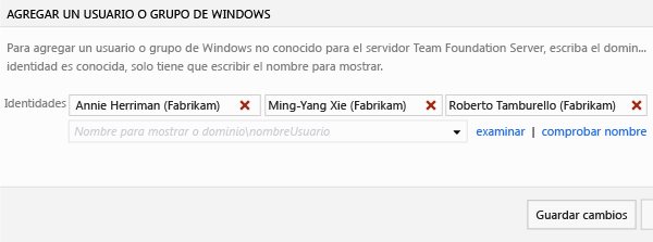 Nombres de cuenta en Agregar un usuario o grupo de Windows