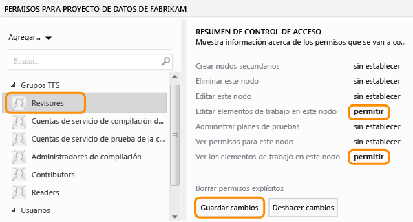 Permitir a los revisores ver y modificar los elementos de trabajo