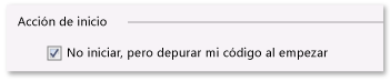 Propiedad de la aplicación de inicio de depuración de C#/VB