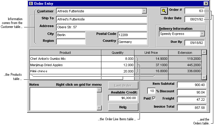 FoxPro Order Entry Form