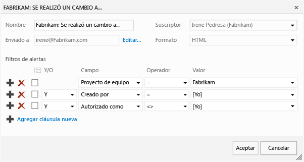 Rellenar el formulario de alertas personalizadas