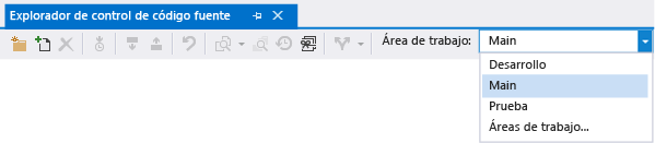 Cambiar el área de trabajo en el Explorador de control de código fuente