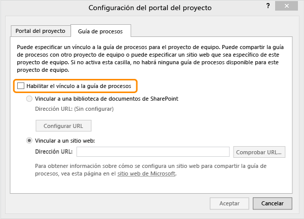 Guía de procesos no habilitada