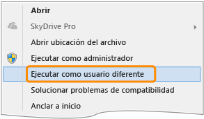 Menú contextual para devenv.exe de Visual Studio