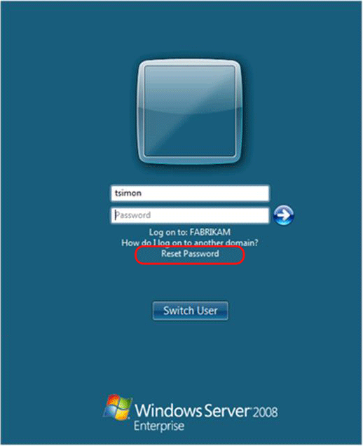 FIM password reset client through login screen