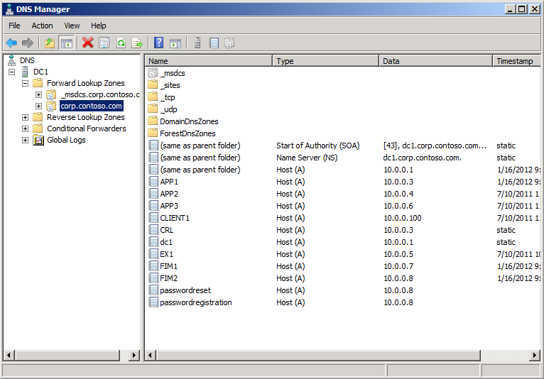 password reset dns records