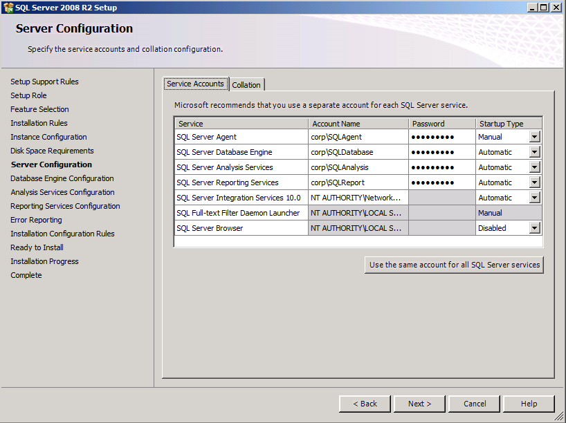 SQL Server Accounts