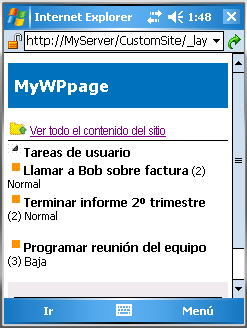 Adaptador móvil de tareas de usuario en estado expandido