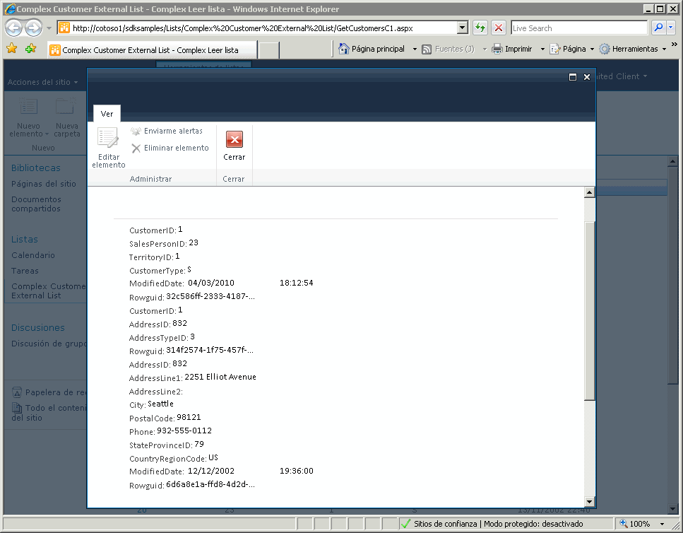 Ver formulario de elementos ampliado para InfoPath