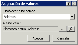 Cuadro de diálogo Asignación de valores