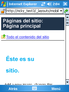 Página principal de Mobile no personalizada