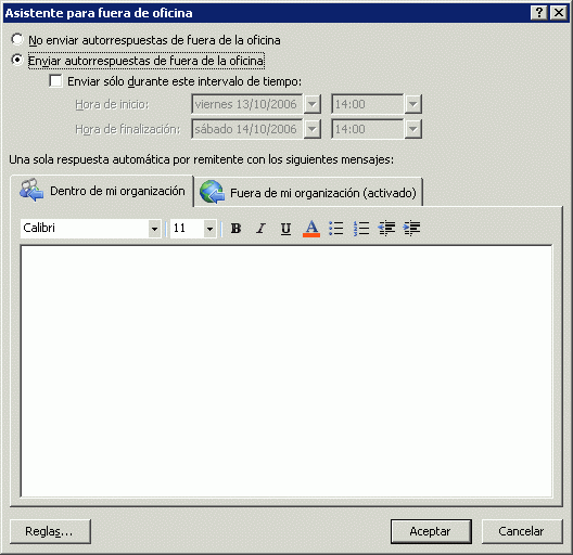 Cómo activar y desactivar las respuestas de fuera de la oficina