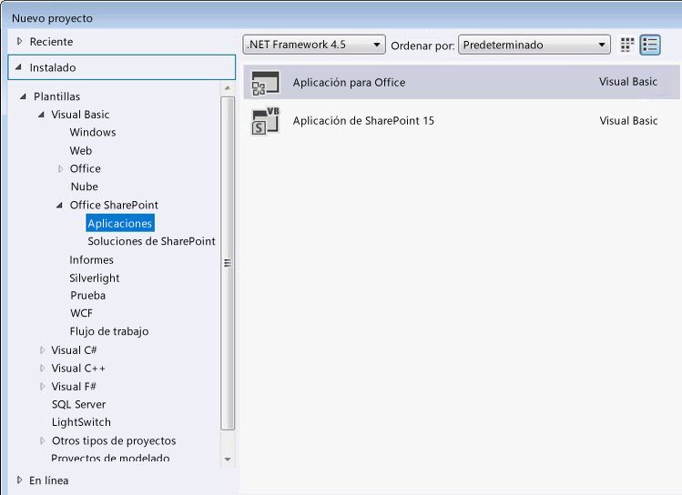 Aplicaciones para plantillas de Office en Visual Studio