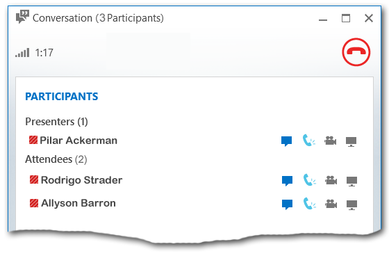 ventana de lista de participantes de Lync captura