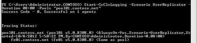 Ejecutando Start-CsClsLogging.