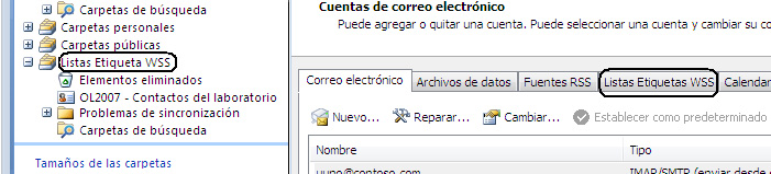 Etiqueta de Outlook para almacén de SharePoint