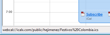 Vínculo de WebCal a un calendario de Internet