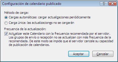 Configuración avanzada de publicación de calendarios