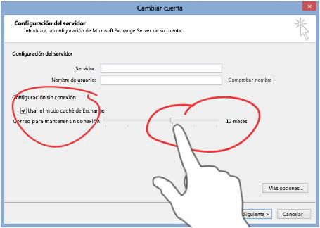 Cuadro de diálogo Cambiar cuenta de Outlook