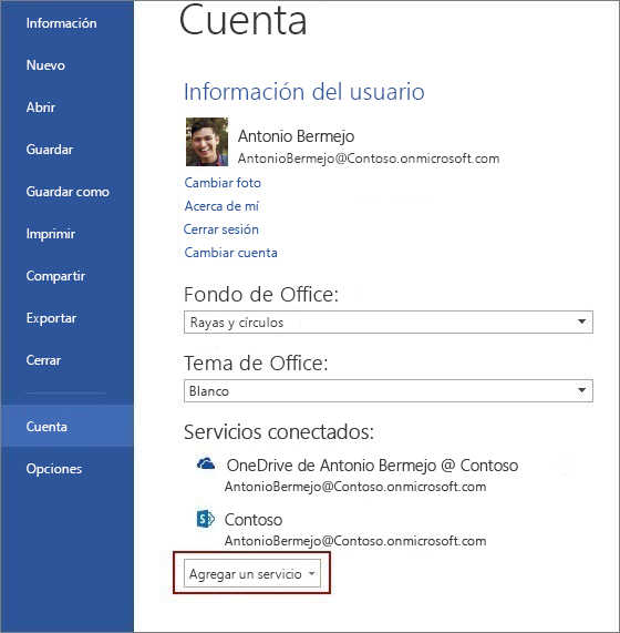 Configuración de una cuenta de Office.