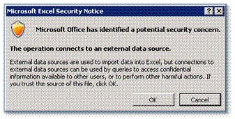 Aviso de seguridad de Excel