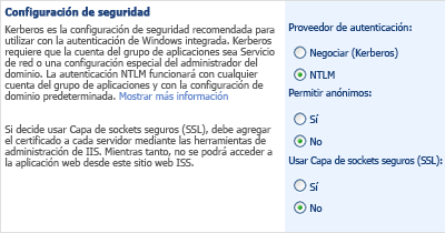 Configuración de autenticación predeterminada