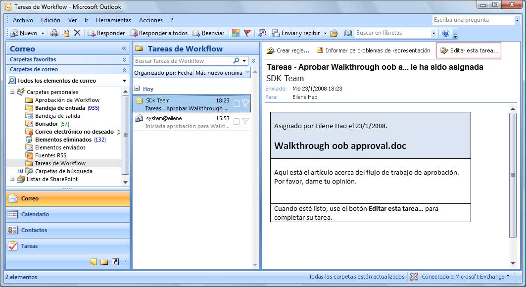 Tareas de flujo de trabajo de Office SharePoint Server 2007