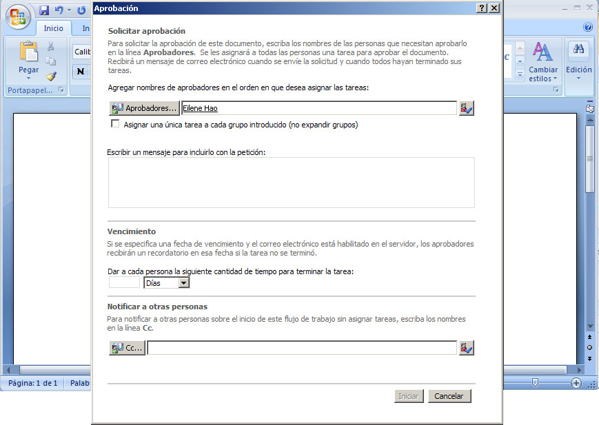 Office SharePoint Server: escenario de aprobación