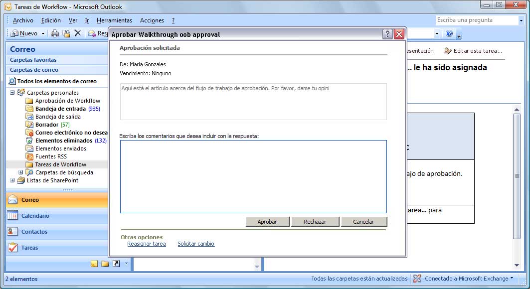 Escenario de flujo de trabajo de SharePoint Server 2007