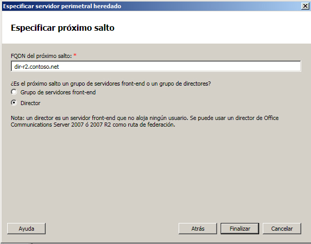 Cuadro de diálogo Especificar próximo salto