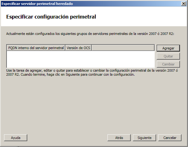 Cuadro de diálogo Especificar configuración perimetral