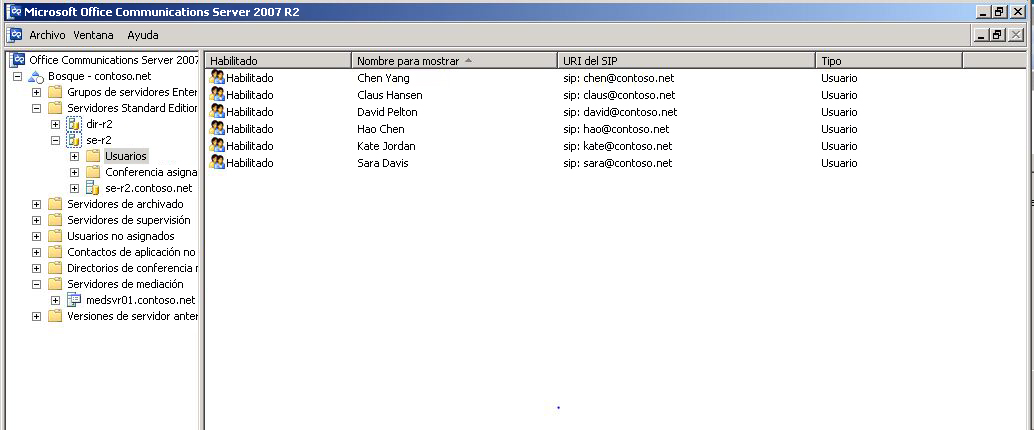 Usuarios habilitados para Communications Server 2007 R2