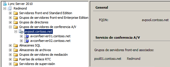 Página Asociar grupos de servidores front-end