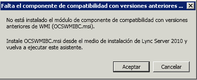 Mensaje de error de WMI