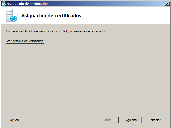 Cuadro de diálogo Asignación de certificados